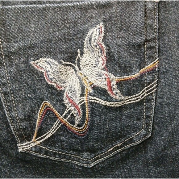 Nobo No Boundaries Junior 11 Dark Wash Bootcut Butterfly Pockets Embroidered - Picture 14 of 16
